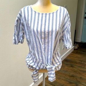 Blue stripped White blouse! (Women’s M)